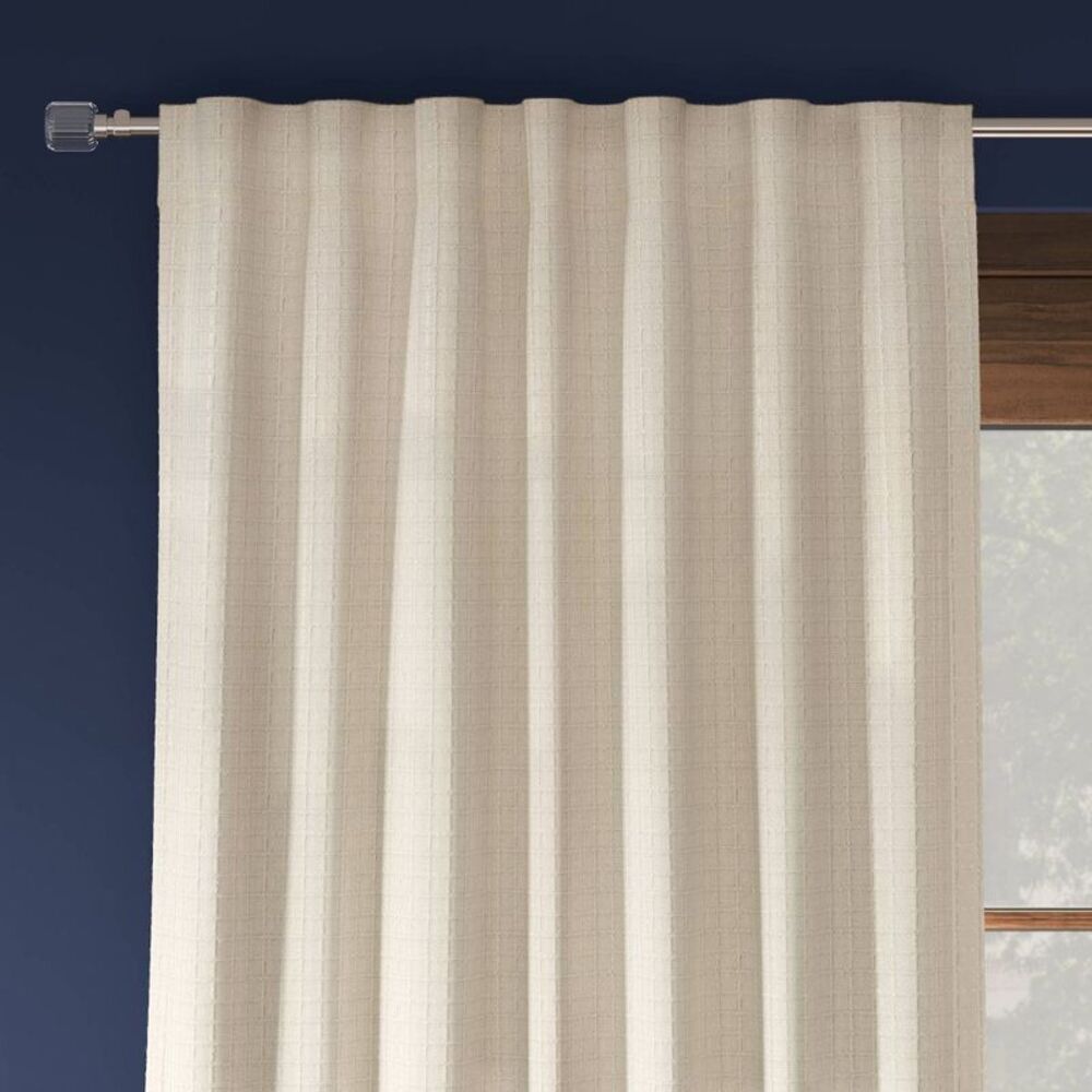 Open Box - Threshold - 50"x84" Blackout Textured Plaid Curtain Off-White